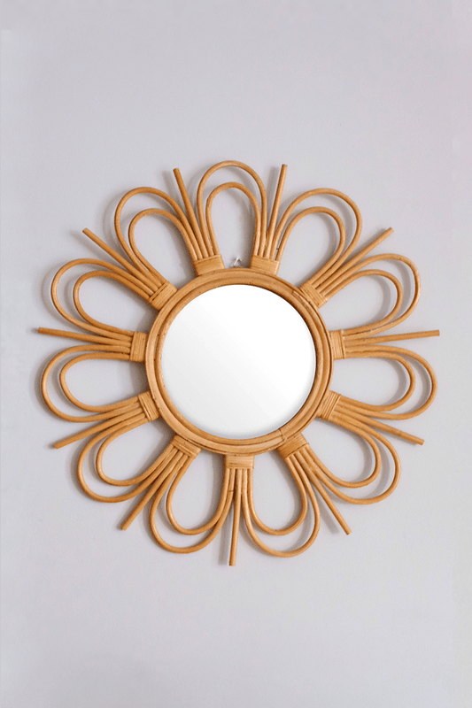 Bong Sunburst Natural Rattan Mirror