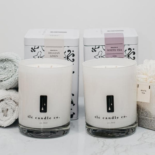 Belgian Linen and White Tea 2-Wick Soy Candle Gift Set