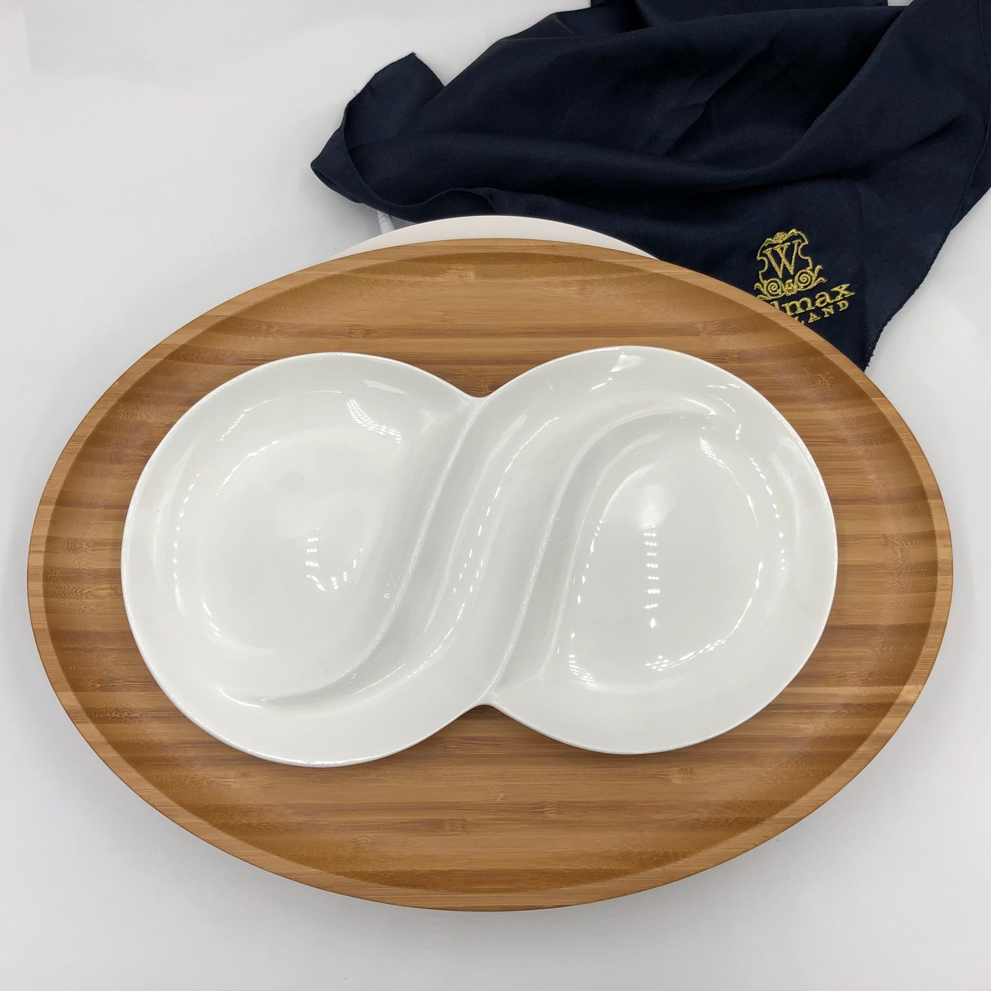 Bamboo and Fine Porcelain Oval Dish/plate Setting