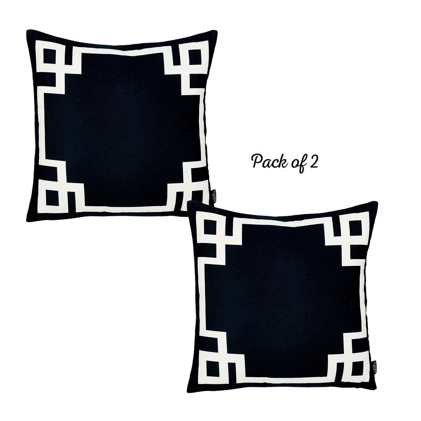Geometric Black & White Square Decorative Throw Pillow Cover (Set of 2)