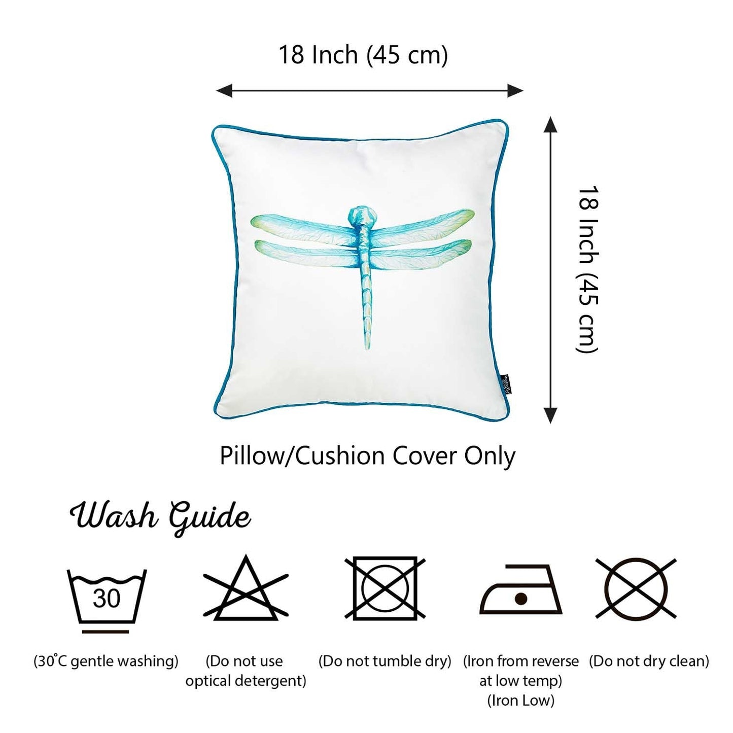 Watercolor Dragonfly Square 18" Throw Pillow Cover  (Set of 4)