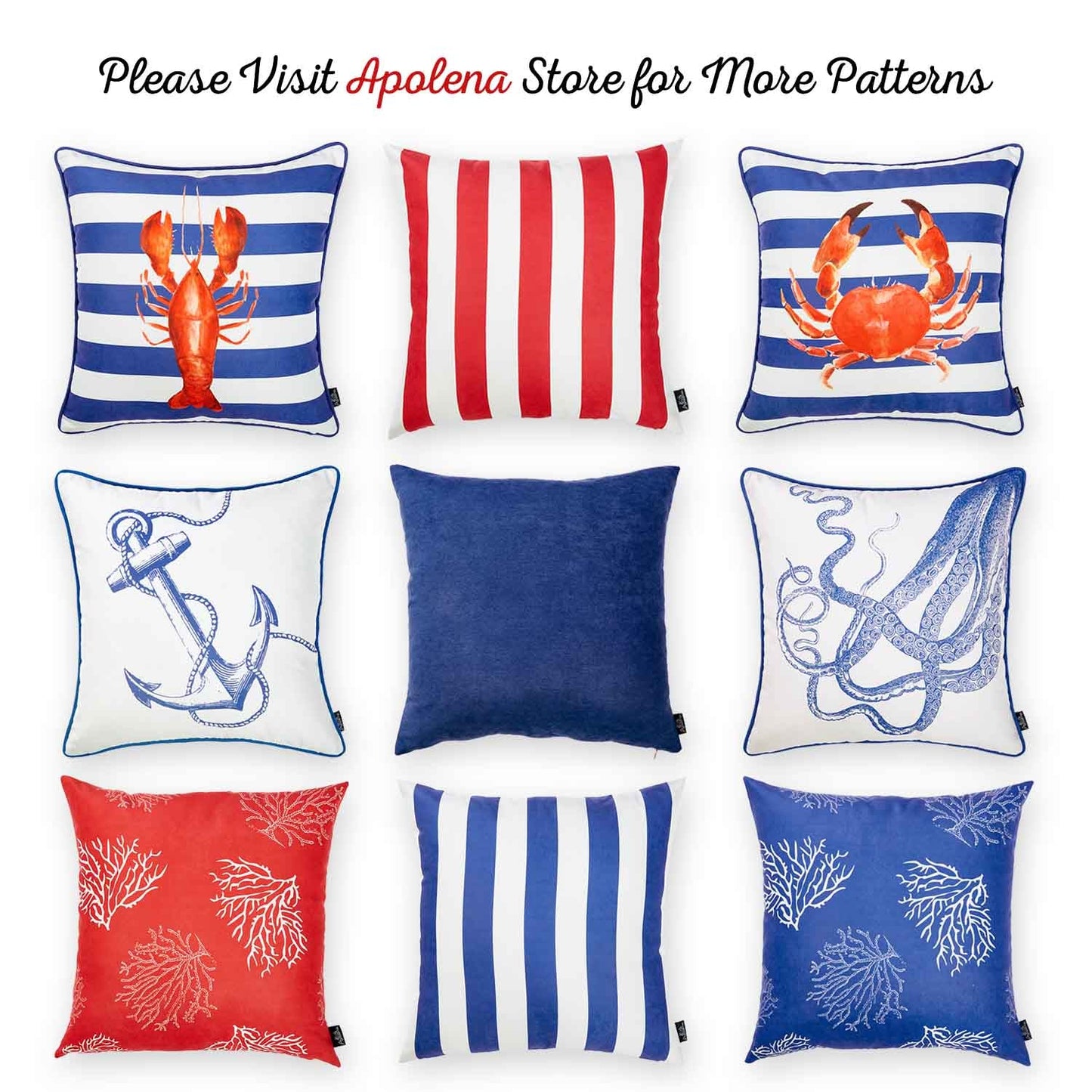 Nautica Octopus Square 18" Throw Pillow Cover (Set of 4)