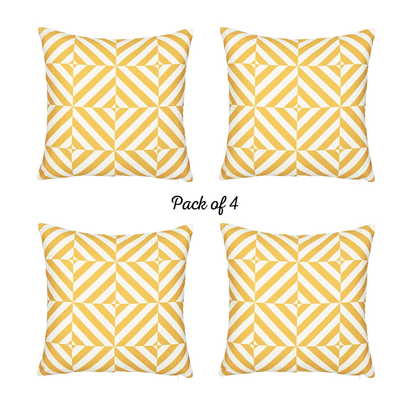 Geometric Yellow Diagram Square 18" Throw Pillow Cover (Set of 4)
