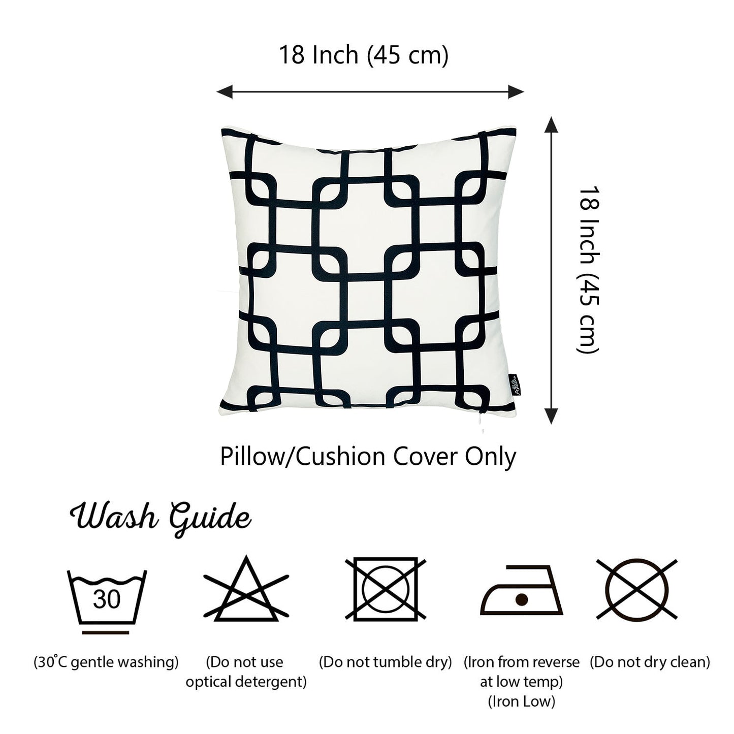 Geometric Black Squares Square 18" Throw Pillow Cover (Set of 4)