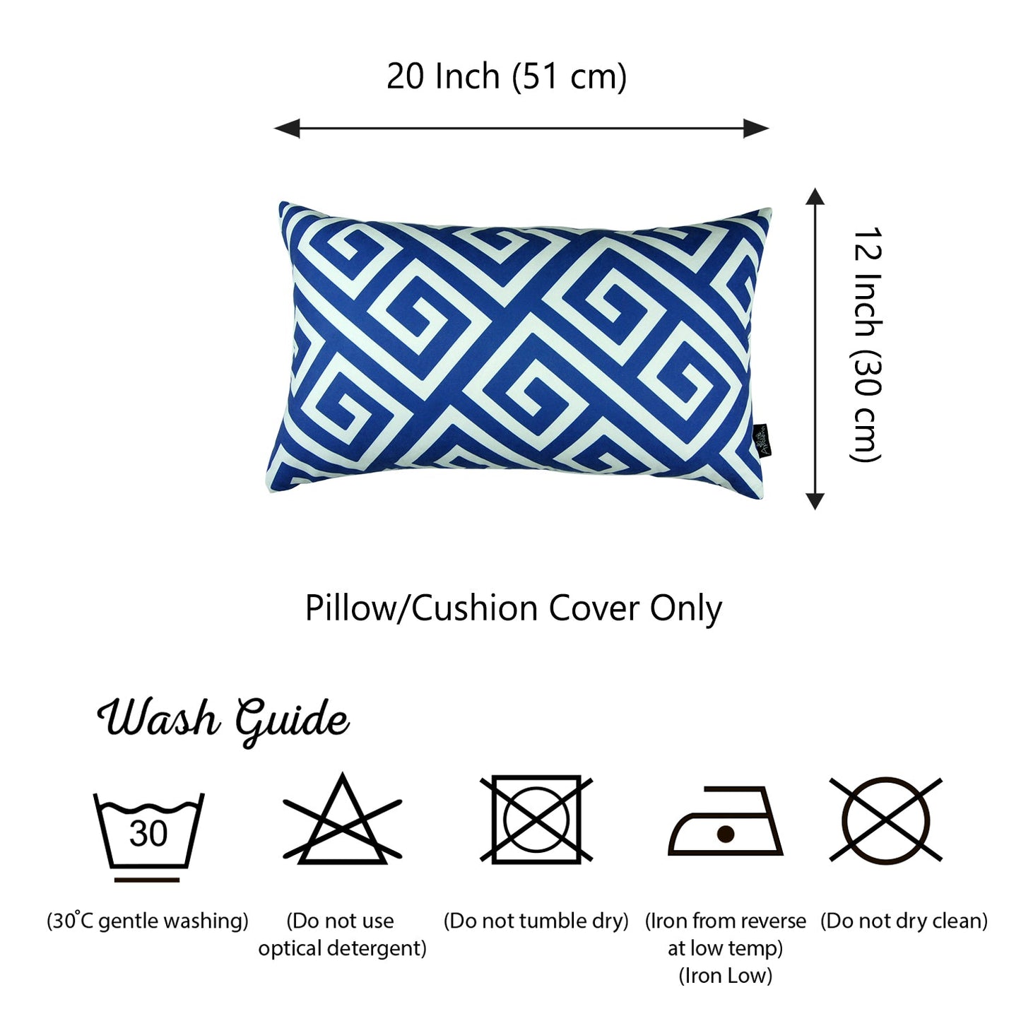 Decorative Throw Pillow Cover Set of 4 Greek Key 12" x 20"