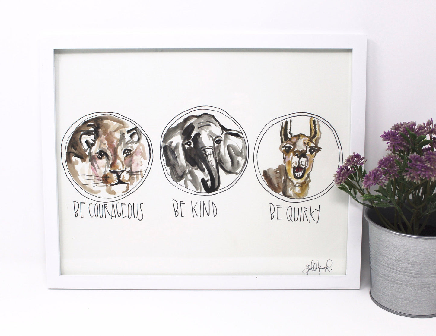 Be Kind, Be Courageous, Be Quirky Art Print -11x14 in, Animal Art, Baby Room Decor, Nursery Wall Art